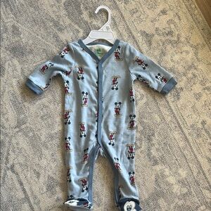 NWT Disney Blue Mickey Mouse Footed Onesie